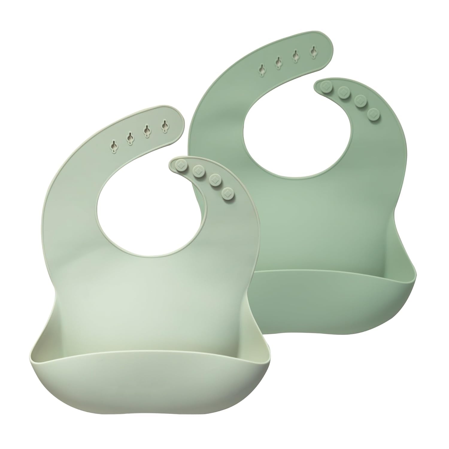 Silicone Baby Bibs Set of 2 | BPA Free Waterproof | Soft Flexible Adjustable Silicone Bibs for Babies & Toddlers(Ether/Muted)