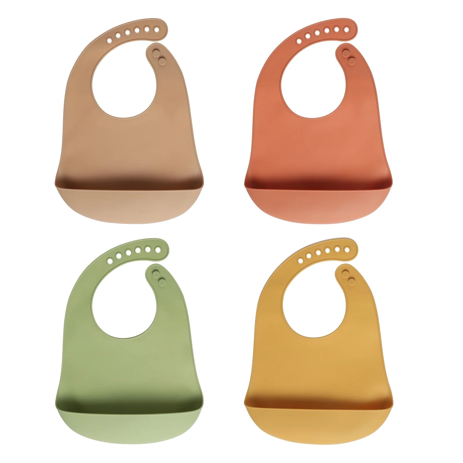 4Pcs Silicone Baby Bibs, Soft Waterproof Feeding Bibs with Food Catcher Pocket, BPA Free Adjustable Bibs for Baby Boy and Girl(Blue)