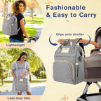Diaper Bag Backpack, Multifunctional Baby Changing Bag with Insulated Milk Bottle Pocket & Stroller Strap, Large Capacity Travel Backpack with USB Charging Port, Baby Bags for Boys Girls(Gray)