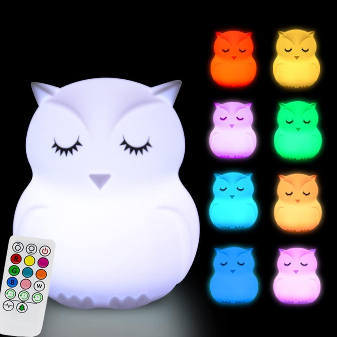 Cat Night Lights Children'S Room Lighting, Toddler Bedroom Sleep Lights Bedside Lamp - 9 Colors Lamps Room Decor for Toddlers/Boys/Girls/Adults/Bedroom/Bathroom/Outdoor/Camping - Medium
